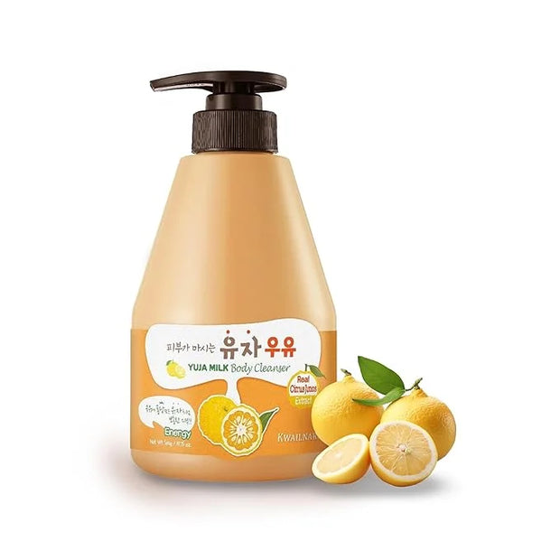 WELCOS Kwailnara Yuja Milk Body Lotion & Body Wash Set – Moisturizing & Revitalizing Korean Skincare Bundle with Yuja Extr...