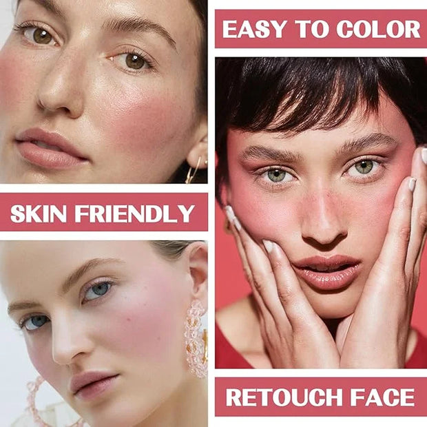 2Pcs Cream Blush Makeup Stick,Monochromatic Multi-Stick Face Blush for Cheek,Lip and Eye,Matte and Dewy Finish for Long We...