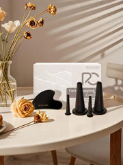 Rena Chris Facial Cupping Set & Gua Sha Facial Tool - Silicone Cupping Set & Obsidian Gua Sha Stone - Face Cupping Therapy...