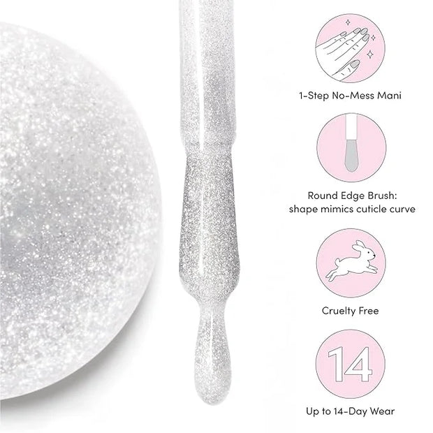 Dashing Diva One Gel Color & Magnetic Topper Duo - OG - Pointe & Silver Glitter Topper - 3-in-1 Base Coat, Nail Color & To...