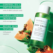 Farmacy 2% Salicylic Acid Toner for Face - Deep Sweep Gentle BHA Exfoliant for Oily Skin - Refines Texture with Papaya Enz...