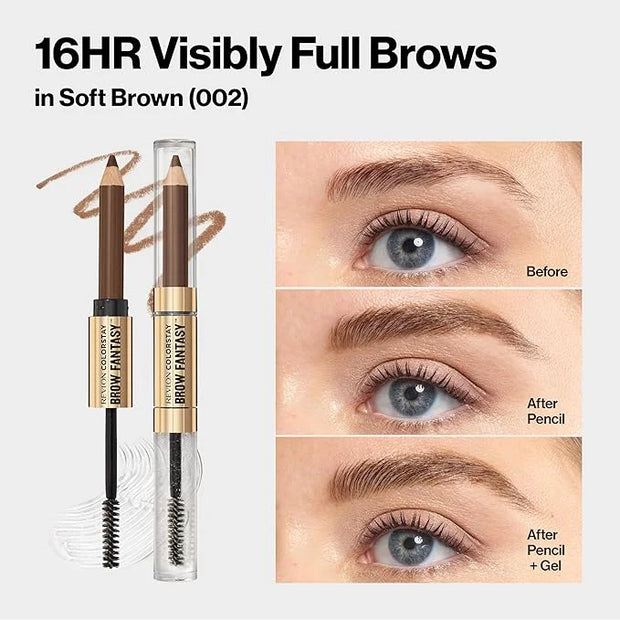 Revlon ColorStay Brow Fantasy, All In One Eyebrow Powder Pencil with Shaping Clear Gel, Gel Infused with Panthenol, Smudge...