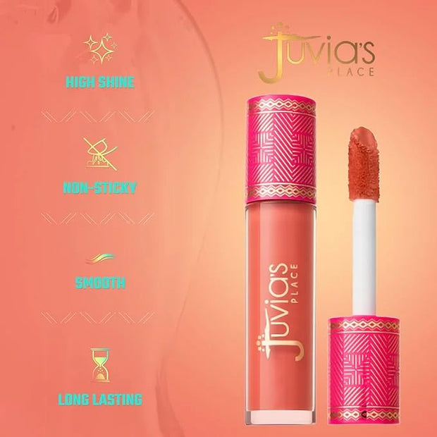 Juvia's Place Lip Gloss Rich-Nude Liquor High Shine Bronzed Honey Rose, Long Lasting, Glides on Richly and Smoothly, 16 oz...