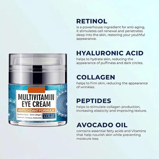 Eye Cream for Women, Multivitamin Eye Cream Under Eye Cream for Dark Circles Anti Aging and Wrinkle Deeply Moisturizing Re...