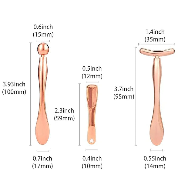 3Pcs Metal Eye and Face Cream Applicator Stick Cosmetics Spoon Spatula, Massager Tool for Facial Massage, Reduce Puffiness...
