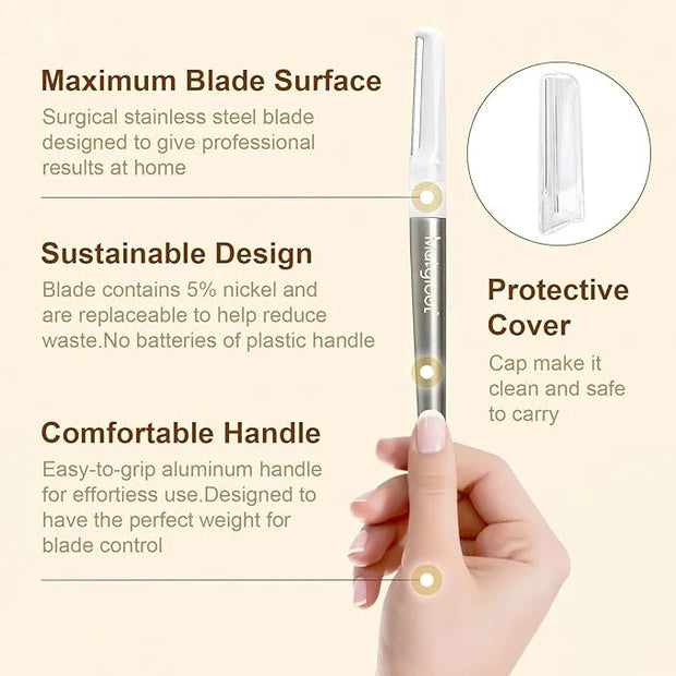 Dermaplaning Razor for Face - 10 Blade Refills, Dermaplaning Tool for Face Help Exfoliate and Smooth Skin, Easy-to-Use Fac...
