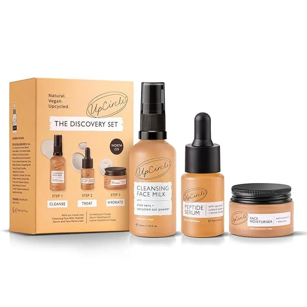 UpCircle Discovery Set – Cleansing Face Milk, Face Moisturiser and Peptide Serum Trio – Vitamin E, Niacinamide + Aloe Vera...