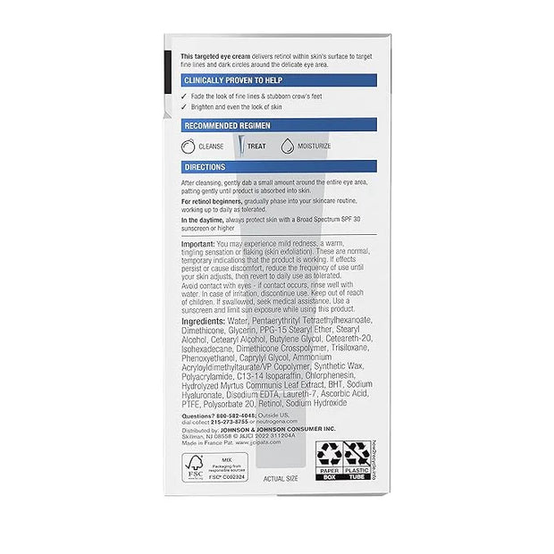 Neutrogena Rapid Wrinkle Repair Retinol Eye Cream for Dark Circles, Daily Anti-Aging Under Eye Cream with Retinol & Hyalur...