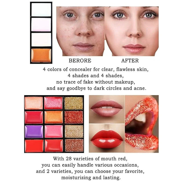 Professional Makeup Palette Set, 36 Colors Eyeshadow +