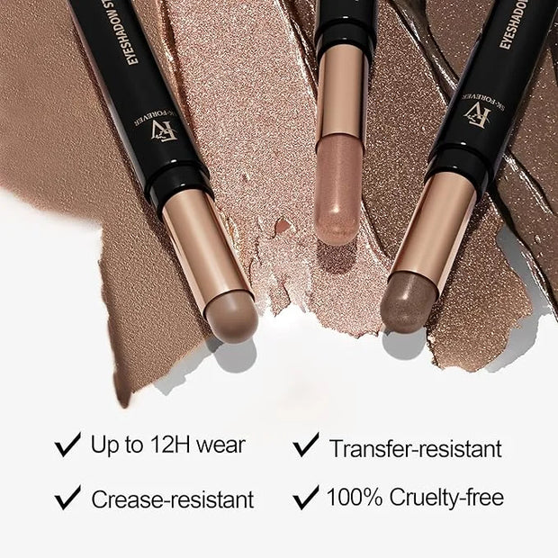 FV Waterproof Eyeshadow Stick Duo,Long-Lasting Cream Eye Shadow Makeup Sets, High Pigmented Eyeshadow Pencil with Shimmer ...