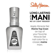 Sally Hansen Miracle Gel™, Matte Top Coat 102, Long Lasting, Gel-Like Formula, No UV Lamp Needed, Clear Nail Polish - Prod...