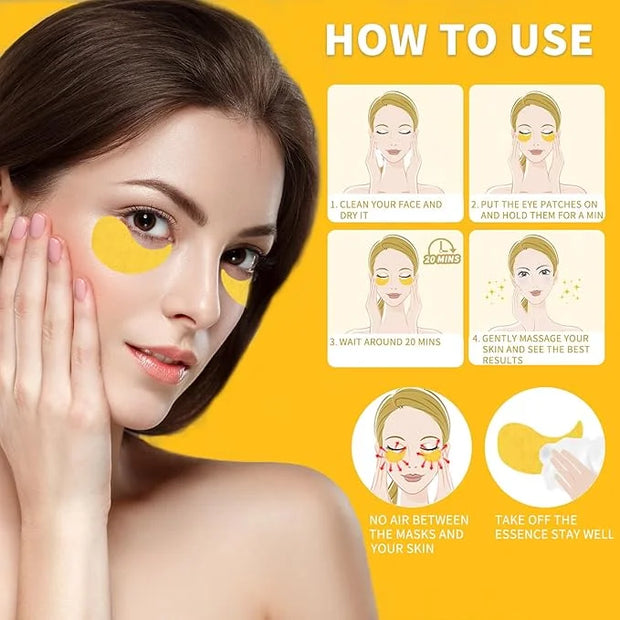 Under Eye Patches 70PCS, 24K Gold Eye Patches for Puffy Eyes Treatment, Under Eye Masks for Dark Circles and Puffiness, No...