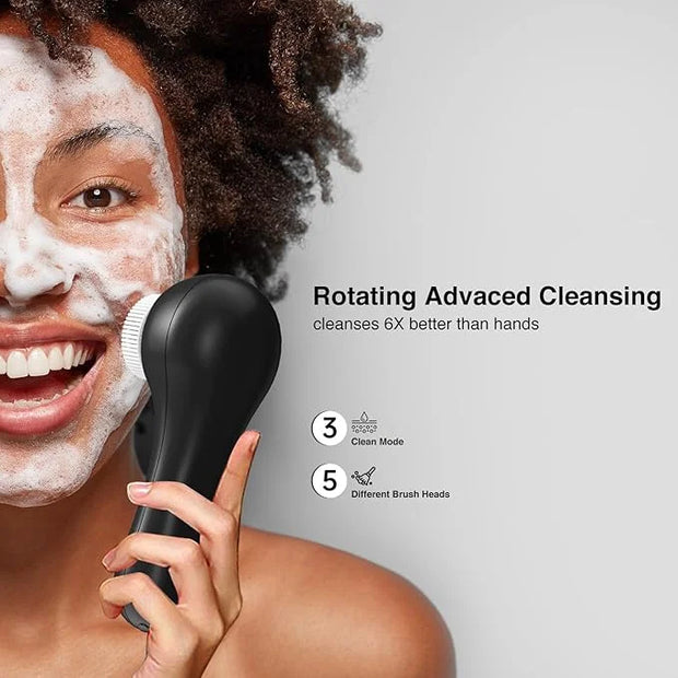 Face Scrubber Exfoliator,Facial Cleansing Brushes Rechargeable IPX7 Waterproof with 5 Brush Heads,Electric Face Spin Brush...