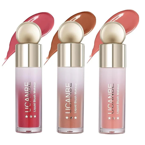 UCANBE 3 PCS Liquid Blush Makeup Set, Blendable Soft Cream Face Blush for Cheeks, Natural Matte Finish Looking Long-Wearin...