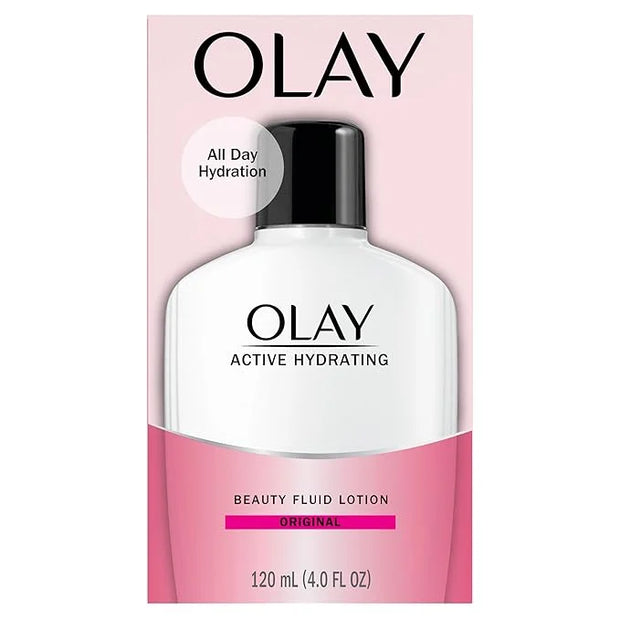 Olay Face Moisturizer, Active Hydrating Beauty Fluid Lotion, Original Facial Moisturizer, 4 Oz. (Pack of 2) - Product Image