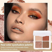 4 Colors Matte Shimmer Eyeshadow Makeup Palette,Rose Gold Champagne Nude Highly Pigmented Natural Neutral Eye Shadow Palet...