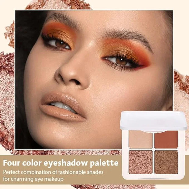 4 Colors Matte Shimmer Eyeshadow Makeup Palette,Rose Gold Champagne Nude Highly Pigmented Natural Neutral Eye Shadow Palet...