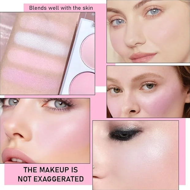 Face Blushes Quads, Matte Blush Makeup Palette, Light Pink Lavender Dark Pink and Mauve Cream Blushes Palette, Makeup for ...