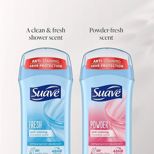 Suave Deodorant Women, Antiperspirant, Powder and Fresh Bundle, 48-Hour Odor & Wetness Protection, with Essential Oils, an...