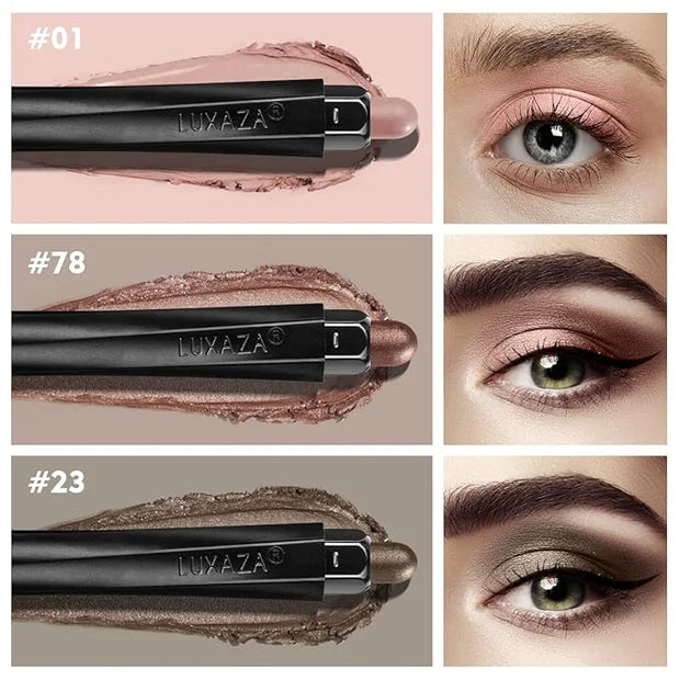 3PCS Brown Pink Eyeshadow Stick Set, Shimmer Neutral Cream Eye Shadow Sticks Crayon,Waterproof Long Lasting Eye Highlighte...