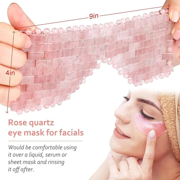 ideayard Rose Quartz Eye Mask, Cooling Eye Mask 100% All Natural Crystal Mask for Facial Puffy Eyes Reusable - Product Image