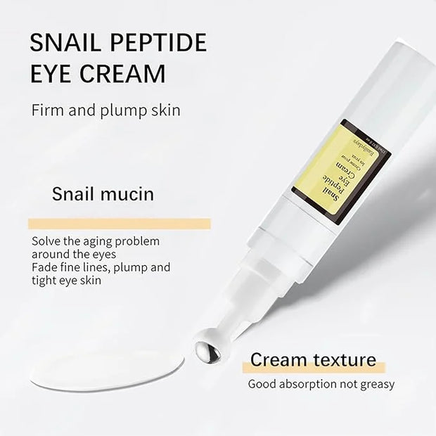Snail Peptide Advanced Under Eye Cream for Dark Circles, with 360° Massage Ball Reduces Wrinkles &Fine Lines, Eye Essence ...