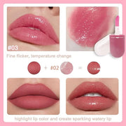 evpct 3Pcs Mini Clear Color Changing PH Tinted Lip Gloss Set for Women Girls 10-12 Pink Mood Lip Oil Gloss Balm Tint Stain...