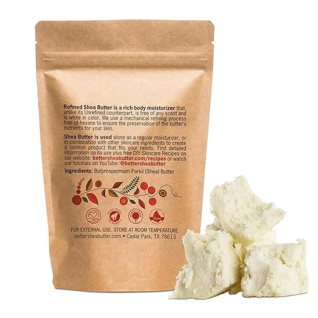 Refined Shea Butter Unscented - 100% Pure African Shea Butter for Hair & Dry Skin - Use for Soap Base, Face & Body Moistur...