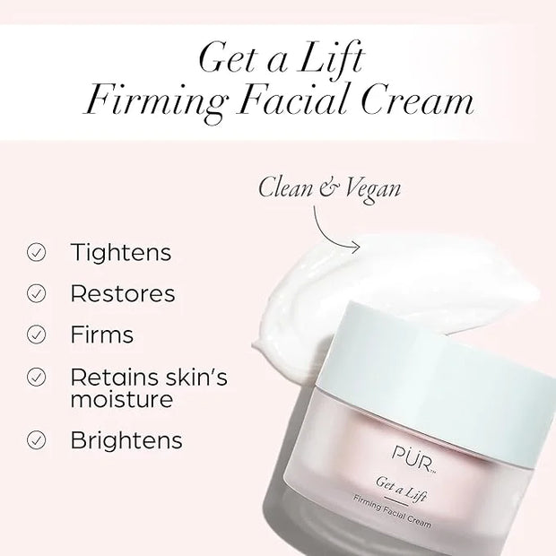 Firming Facial Cream, Get a Lift by PUR Beauty - Triple-Action Lightweight Moisturizer for Face & Neck Tightens Sagging Sk...