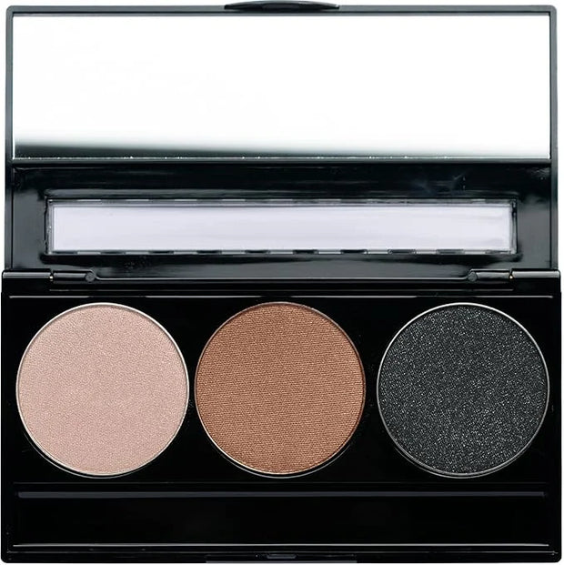 Metallic Shimmer Off White, Gold Bronze Brown, and Glitter Black Vegan Eyeshadow Trio Palette; Talc, Paraben & Cruelty Fre...
