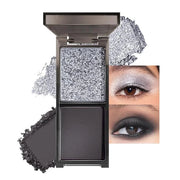 Gray Black Two Color Matte Shimmer Glitter Eyeshadow,Bright High Pigment Eye Shadow Powder,Professional Long-Lasting Water...