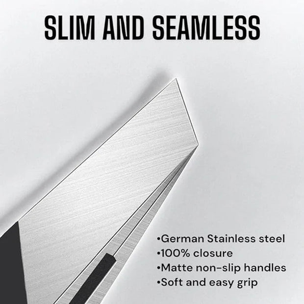 Professional Slant Tweezers for Women Facial Hair - German Stainless Steel, Ultra Precision, Lightweight Black Tweezers fo...