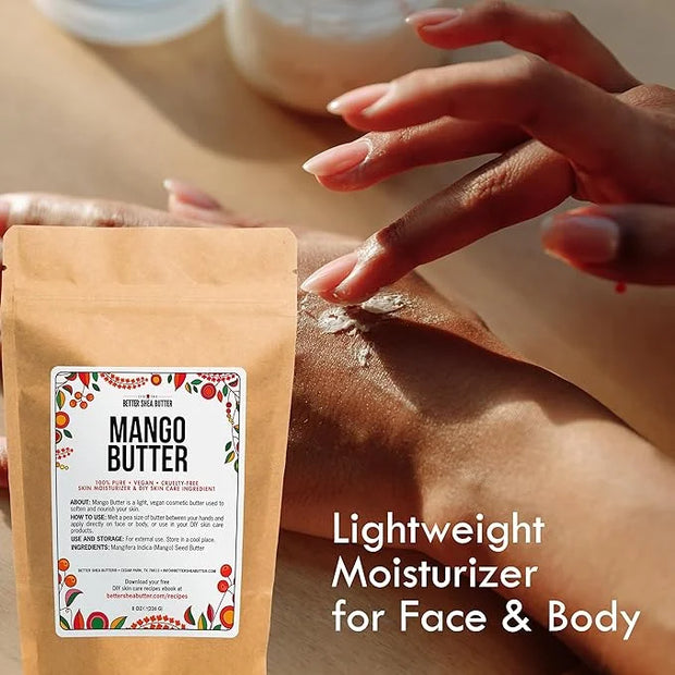 Raw Mango Butter - 100% Natural Skin and Hair Moisturizer - Use with Shea in DIY Whipped Body Butter, Mango Body Lotion, L...