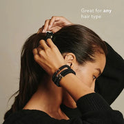 L. Erickson Pony Hair Ties - Black - 8 Pack Ponytail Holders - No Damage Hair Accessories for Women - Product Image
