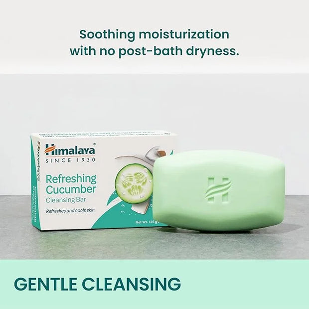 Himalaya Refreshing Cucumber Cleansing Bar, Face and Body Soap for Soft Skin, 4.41 oz, 6 Pack - Product Image