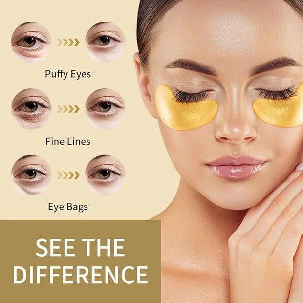 30 Pairs 24K Gold Eye Masks, Crystal Collagen Gel Eye Patches for Puffy Eyes, Reducing Fine Lines, Eye Bags, Moisturizing ...