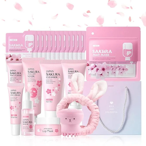 Sakura Skincare Set for Teen Girls, Complete 34PCS Face Care Kit, Christmas Pamper Gift Set for Women & Teenage Girls, Hyd...