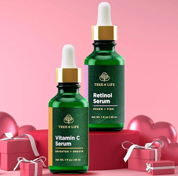 Tree of Life Beauty Facial Skin Care Set, Brightening, Firming, Hydrating, Dry Face, Dermatologist Tested - Vitamin C Seru...