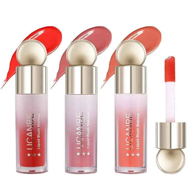 UCANBE 3PCS Liquid Blush Makeup Set – Dewy Cream Cheek Tint for Face – Blendable Long-Lasting Lightweight Natural Flushed ...