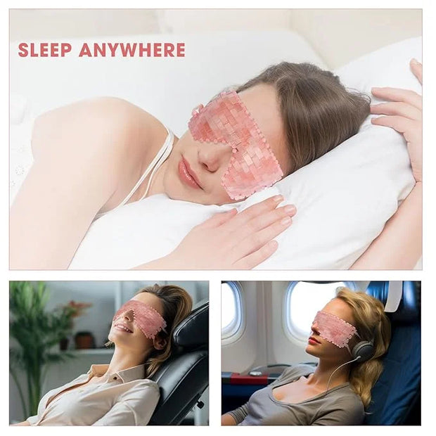 Rose Quartz Eye Mask with Adjustable Strap&Jade Eye Mask Real Jade for Hot & Cold Therapy,Green Stone Facial Eyes Sleeping...