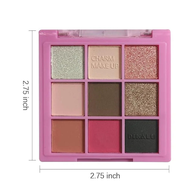 Eyeshadow Palette Makeup- 9 Colors Pink Bown Black Smoking Eyeshadow Palette Matte Shimmer Eye Shadow palettes Highly Pigm...