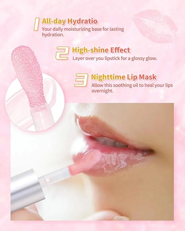 3Pcs Hydrating Lip Oil Set，Non-sticky Lip Oils Gloss Lip Balm Lip Care，Deeply Nourishing and Repairing Prevents Lips Chapp...