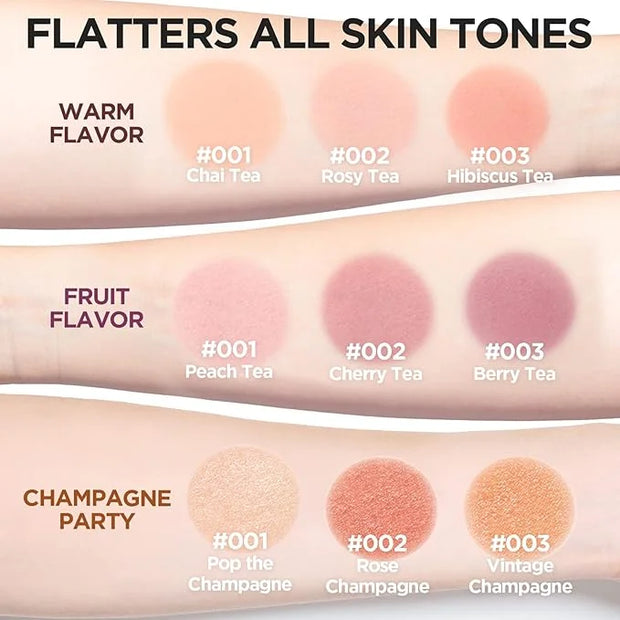 I'M MEME Blusher Palette - Afternoon Tea_Warm FLavor | Soft Pink, Peach, Lavender, 3 Shades Palette, Matte Powder, Face & ...