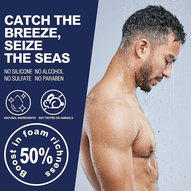 Bath and Body Gift Set for Men Body Wash Set with Fresh Ocean Scent Shower Gel, Body Lotion, Shampoo, Birthday Gifts for M...