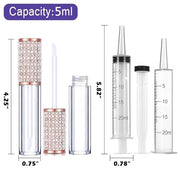 AMORIX 72 Pack 5ml Lip Gloss Tubes with Wand 5ml Empty Rhinestone Lip Gloss Containers Cute Lipgloss Bottles Lip Gloss Sup...