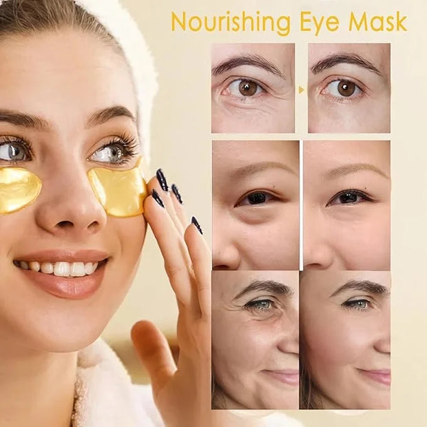 30 Pairs Lip Masks & 24K Gold Eye Mask Bulk Mother's Day Gifts, Collagen Crystal Under Eye Patches for Puffy Eyes, Effecti...