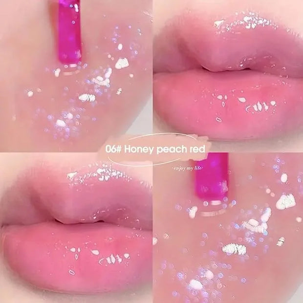 2Pcs Plumping Lip Gloss, Lustrous Dewy Finish Moisturizing Shimmer Color Changing Lip Stain Tinted Lip Balm Long Lasting N...