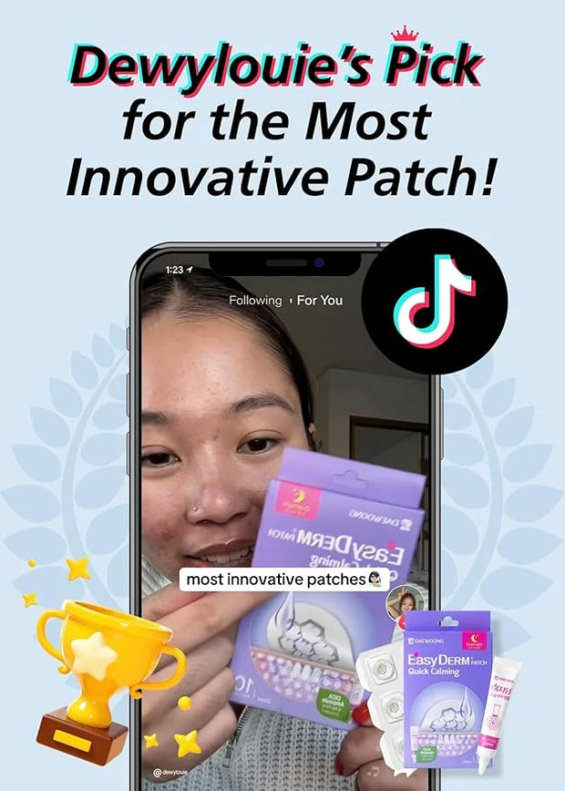 EasyDerm Quick Calming Magnesium Patches – Hydrocolloid Acne Spot Treatment Includes Tweezers & Ampoule, 10 Patches, Zit S...