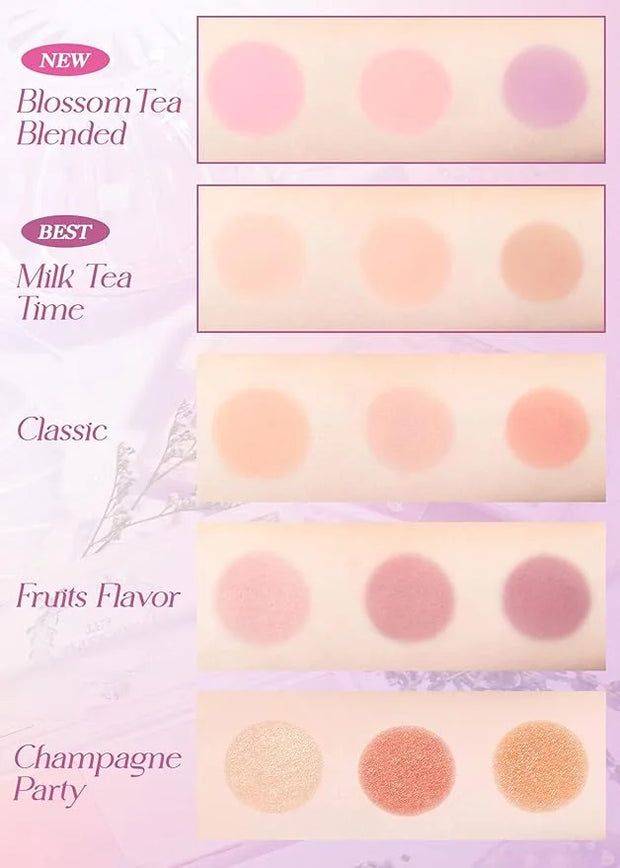I'm Meme Palette - Afternoon Tea Blusher | Blossom Tea Blended, Cool Tone Blush for Cheek, Soft Pink, Peach, Lavender, 3 S...