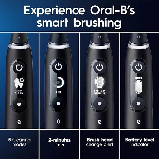 Oral-B iO Series 6 Rechargeable Electric Toothbrush with Visible Pressure Sensor to Protect Gums, 2 Minute Timer, 5 Cleani...